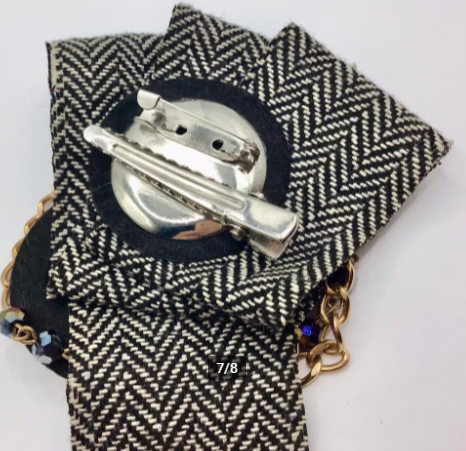 Vintage broche jaren 80 broche groot stof swarovski