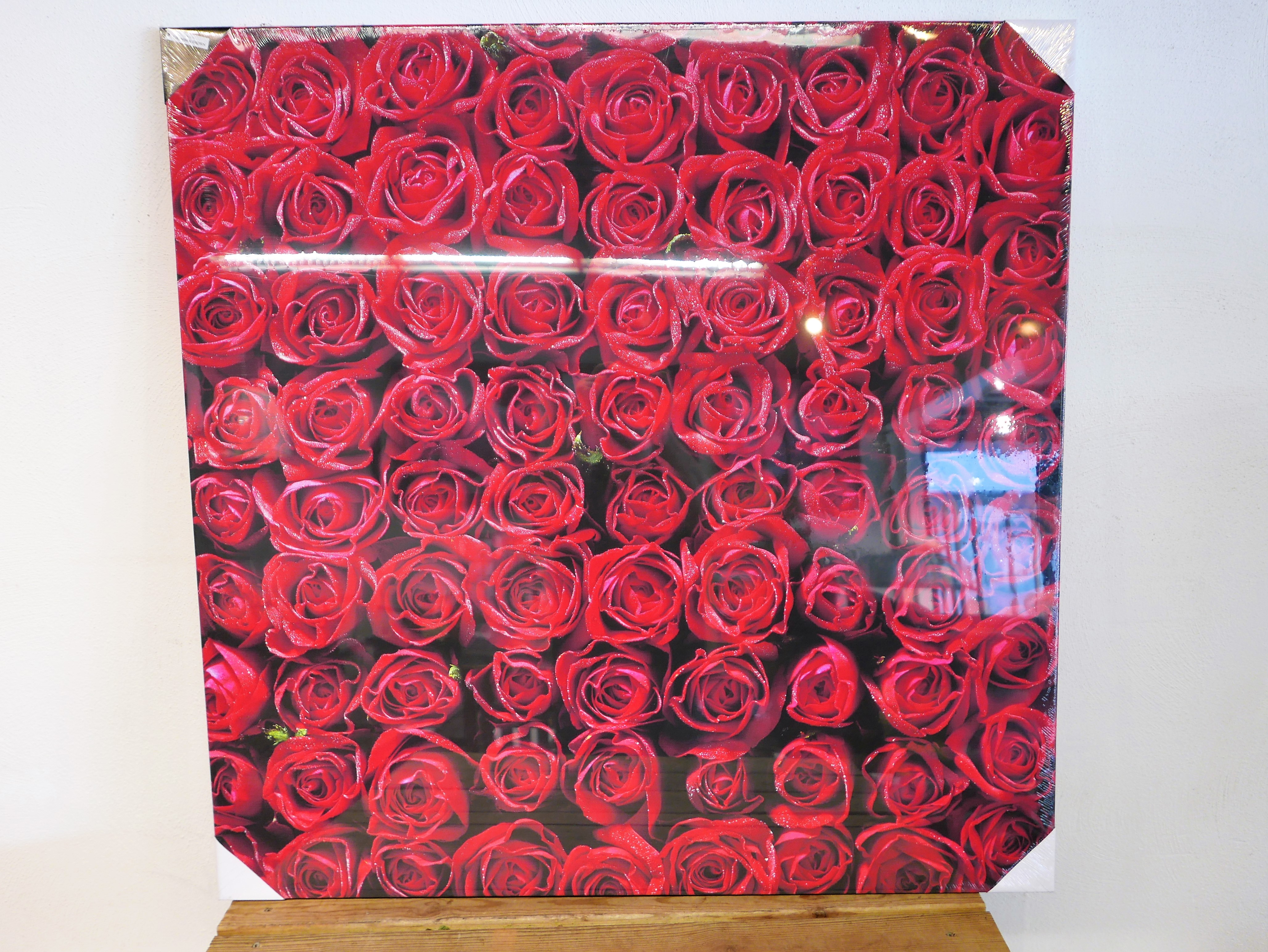 Wanddecoratie rozen op canvas 100x100 cm   