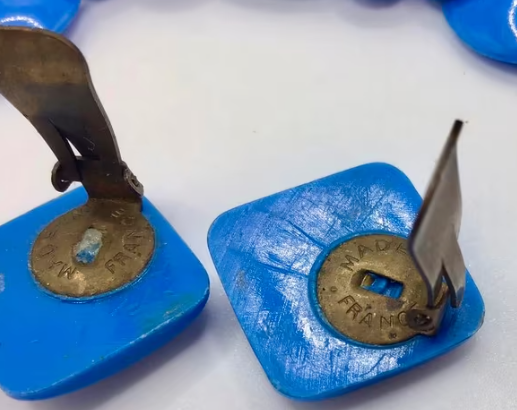 Vintage ketting met oorbellen Art Deco made in France blauw