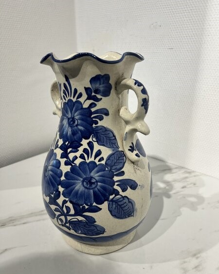 Bloemenvaas, Delfts, blauw/ wit