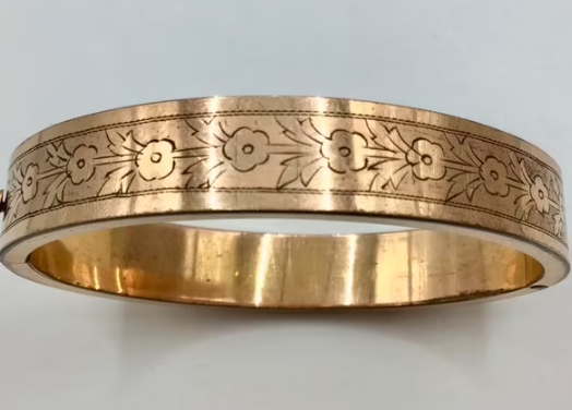 Antieke armband Art Deco armband, gegraveerd met bloemen