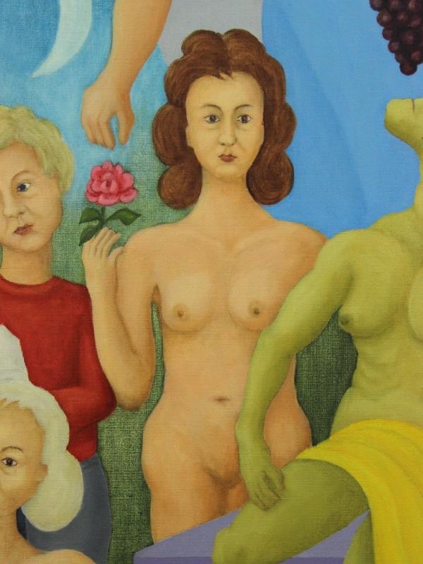 Surrealistische fantasierijk schilderij van H de Laet Surrealistische fantasierijk schilderij van H de Laet