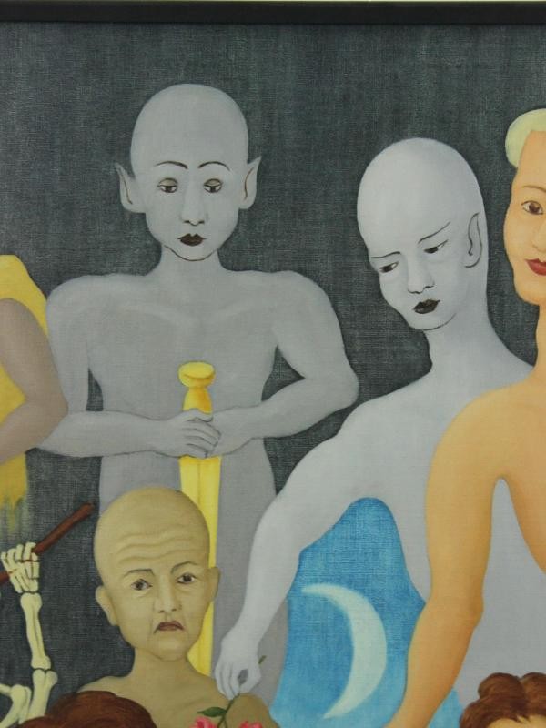 Surrealistische fantasierijk schilderij van H de Laet Surrealistische fantasierijk schilderij van H de Laet
