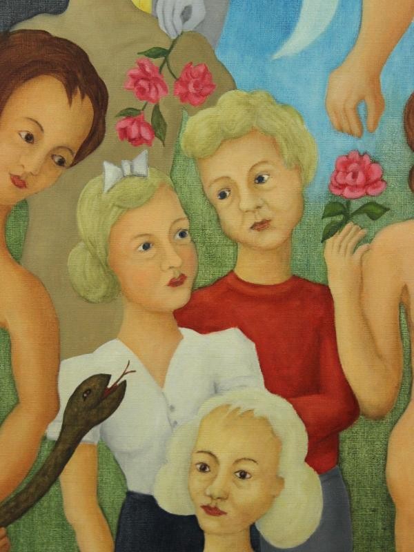 Surrealistische fantasierijk schilderij van H de Laet Surrealistische fantasierijk schilderij van H de Laet