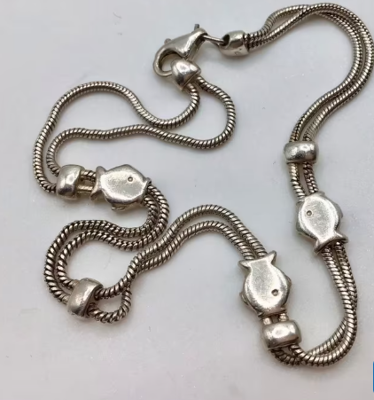 Vintage armband 925 zilver visjes enkelband zilver 925 