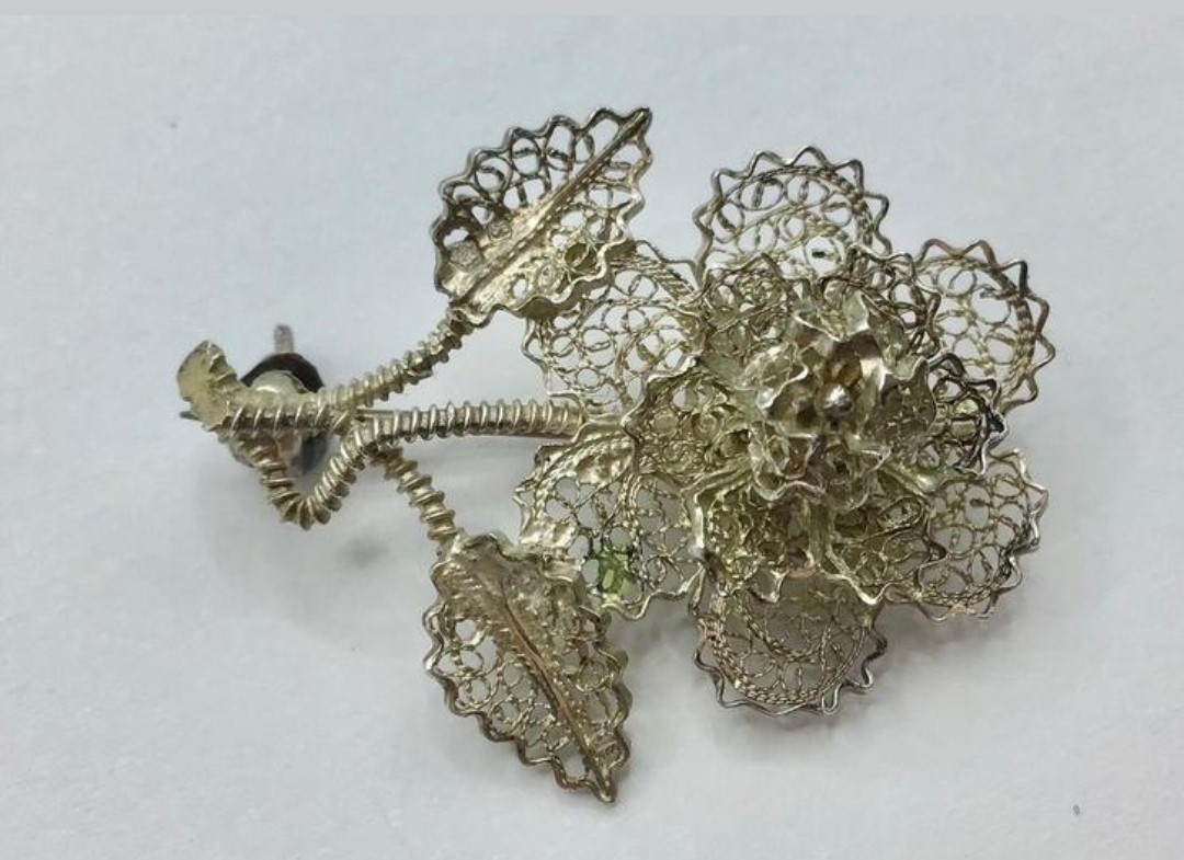 Vintage broche filigrein bloem zilver gemerkt antieke broche Vintage broche filigrein bloem zilver gemerkt antieke broche