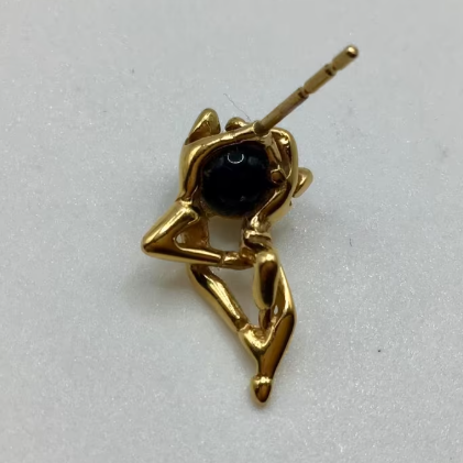 Design ring en oorbellen van Charles Jourda,  goud verguld Onyx.