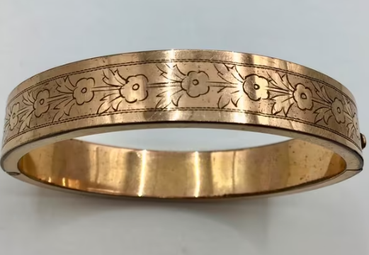 Antieke armband Art Deco armband, gegraveerd met bloemen