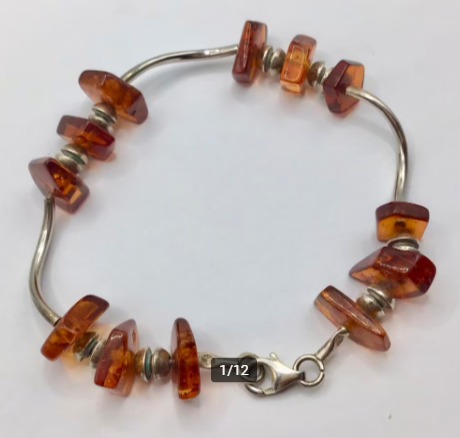 Vintage armband Barnsteen Amber zilver 925 gemerkt armband