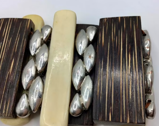 Vintage armband Afrikaanse armband Palm hout been ijzer 