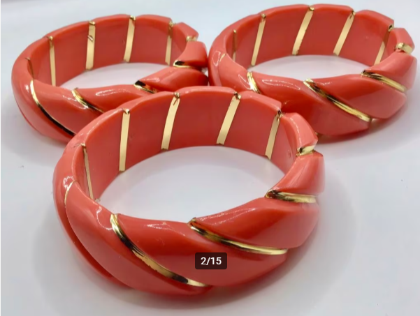 Vintage armband 3 stuks Celluloid Lucite armband Koraal Vintage armband 3 stuks Celluloid Lucite armband Koraal