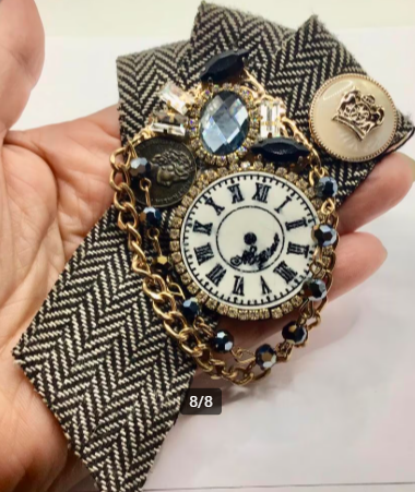 Vintage broche jaren 80 broche groot stof swarovski