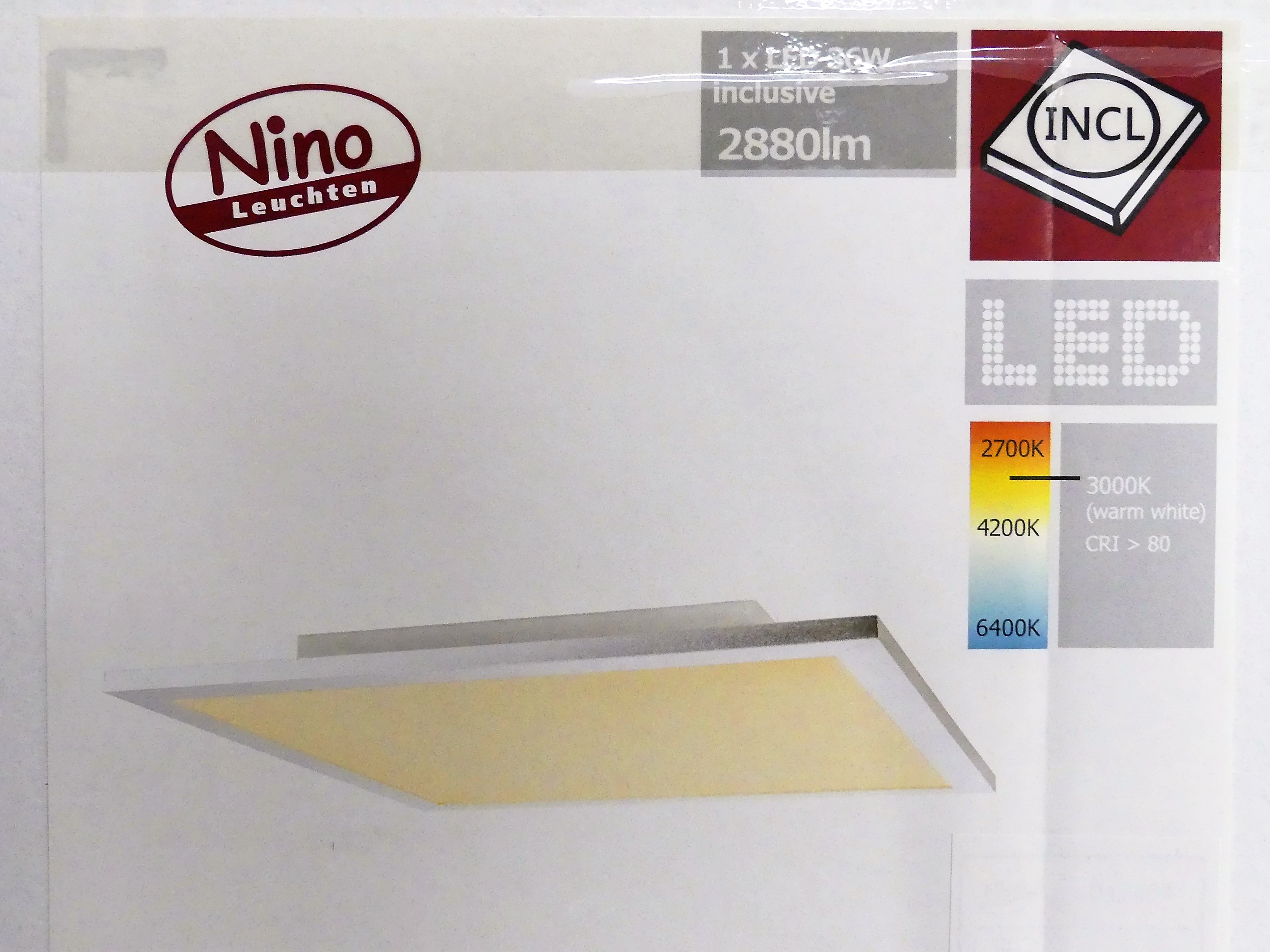 Nino LED-paneel 36W 3000K warm wit 