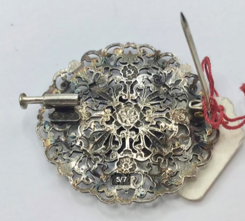 Vintage broche zilver Frankrijk Normandië handgemaakt
