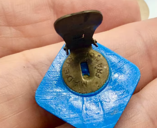 Vintage ketting met oorbellen Art Deco made in France blauw