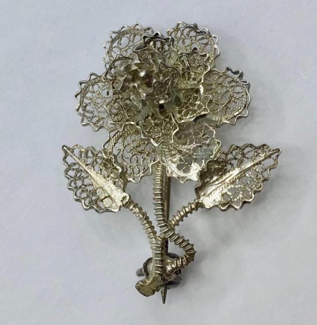 Vintage broche filigrein bloem zilver gemerkt antieke broche Vintage broche filigrein bloem zilver gemerkt antieke broche