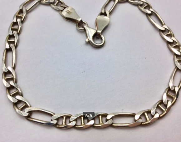 Vintage armband 925 zilver Figaro schakel armband heren