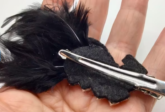 Vintage Art Deco broche haarspeld echte veren Swarovski