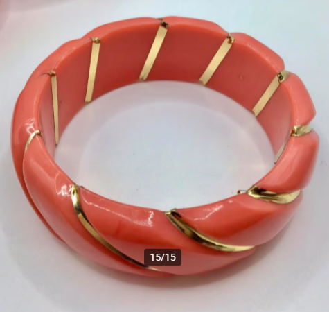 Vintage armband 3 stuks Celluloid Lucite armband Koraal Vintage armband 3 stuks Celluloid Lucite armband Koraal