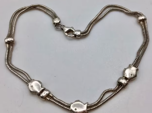 Vintage armband 925 zilver visjes enkelband zilver 925 
