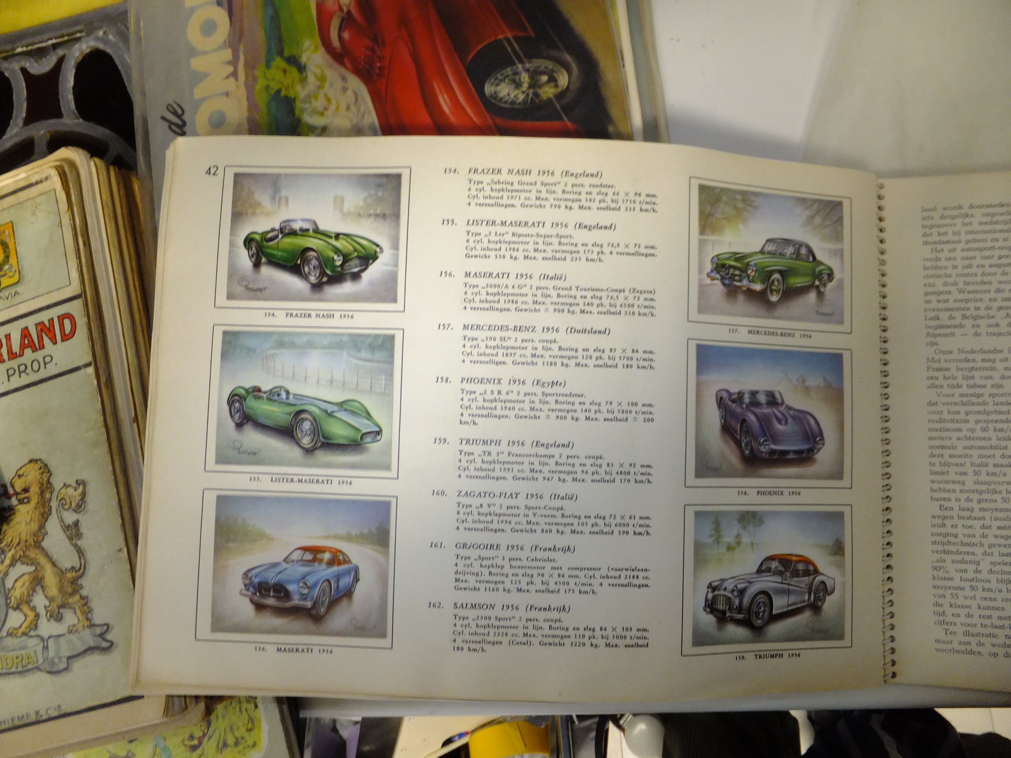 Zeldzame complete set – 4 plaatjesalbums "Geschiedenis van de Automobiel" – ca. 1940-1950