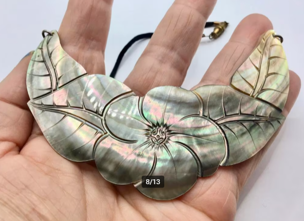 Vintage ketting parelmoer bloem groot stuk parelmoer mooi Vintage ketting parelmoer bloem groot stuk parelmoer mooi