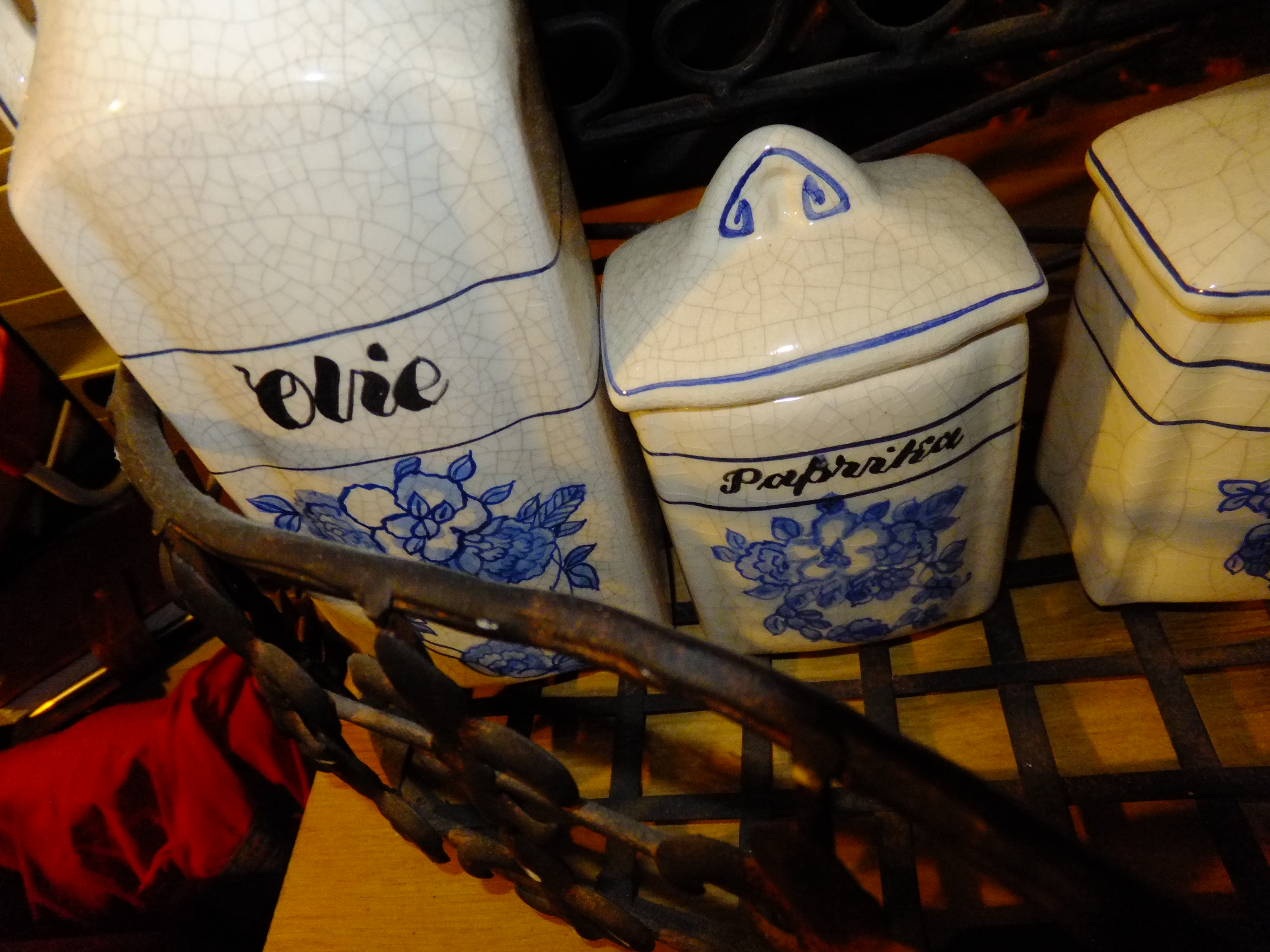 Vintage kruidenrekje jaren '50 - keramiek en ijzer 