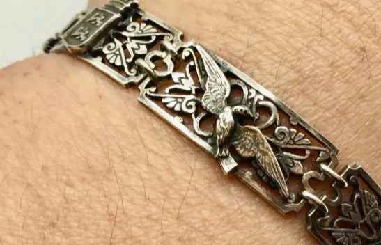 Vintage armband Normandië Frankrijk wapen schip zilver Vintage armband Normandië Frankrijk wapen schip zilver