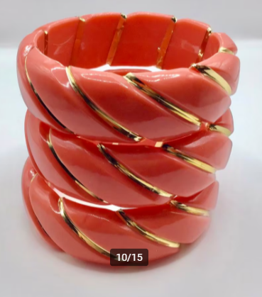 Vintage armband 3 stuks Celluloid Lucite armband Koraal Vintage armband 3 stuks Celluloid Lucite armband Koraal