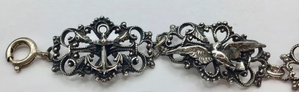 Vintage armband Normandië Frankrijk wapen schip zilver Vintage armband Normandië Frankrijk wapen schip zilver