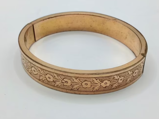 Antieke armband Art Deco armband, gegraveerd met bloemen