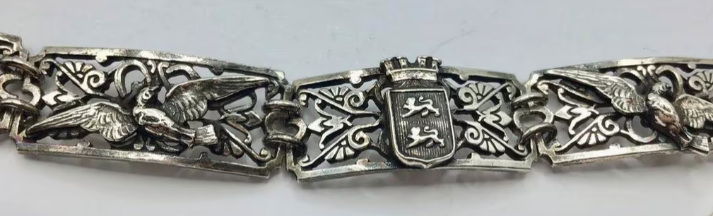 Vintage armband Normandië Frankrijk wapen schip zilver Vintage armband Normandië Frankrijk wapen schip zilver
