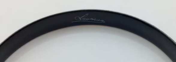 Vintage armband emaille Laureana gemerkt 2 stuks roze zwart 