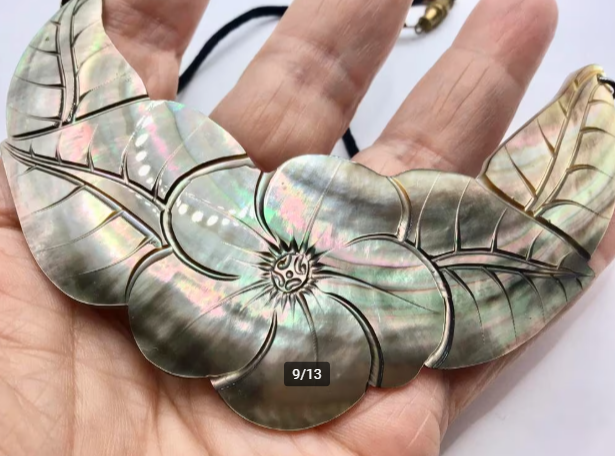 Vintage ketting parelmoer bloem groot stuk parelmoer mooi Vintage ketting parelmoer bloem groot stuk parelmoer mooi