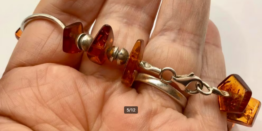 Vintage armband Barnsteen Amber zilver 925 gemerkt armband