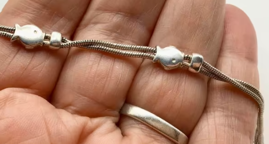 Vintage armband 925 zilver visjes enkelband zilver 925 