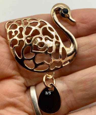 Vintage broche goud vergulde zwaan mooie broche