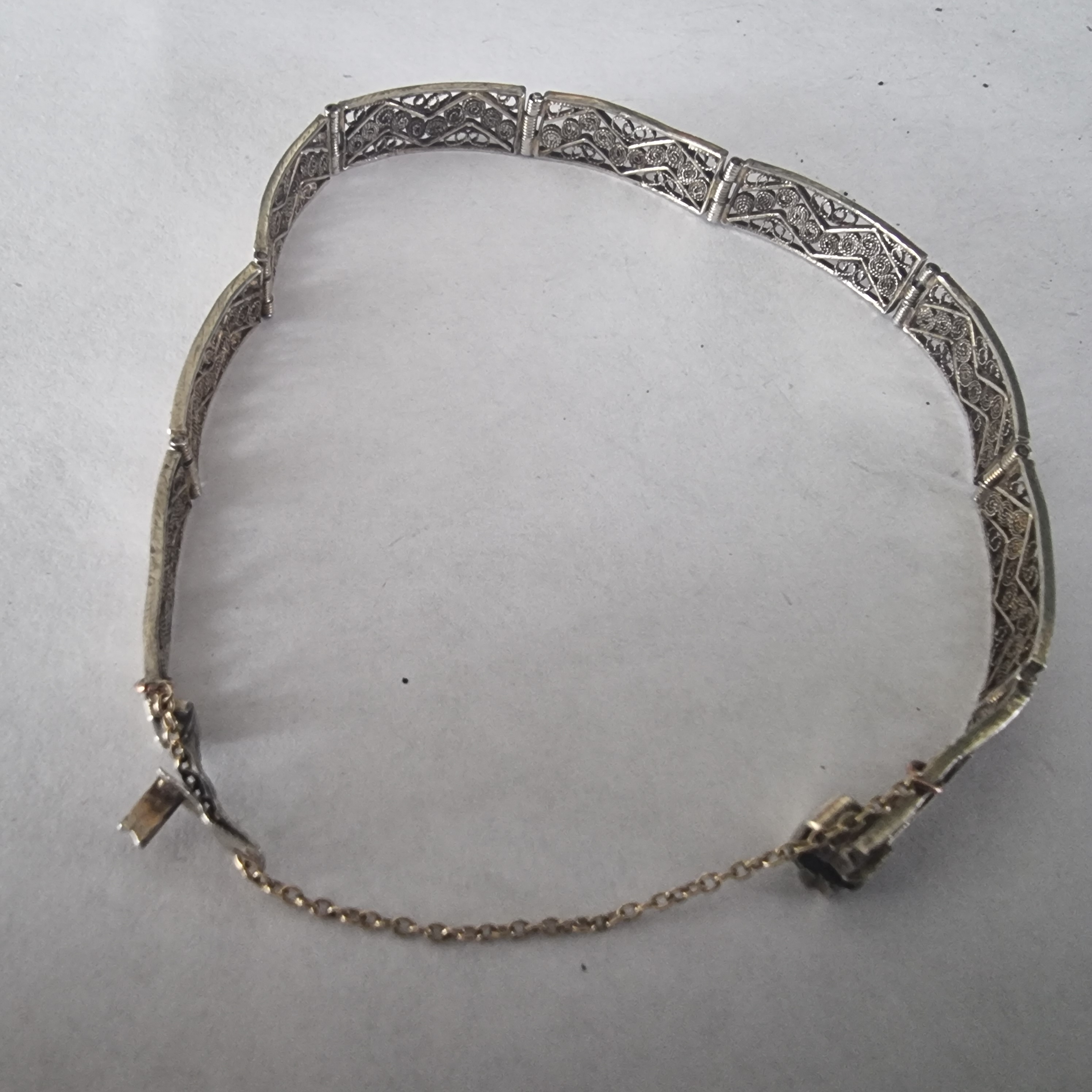 Antieke armband Filigrein silver gemerkt goud verguld 