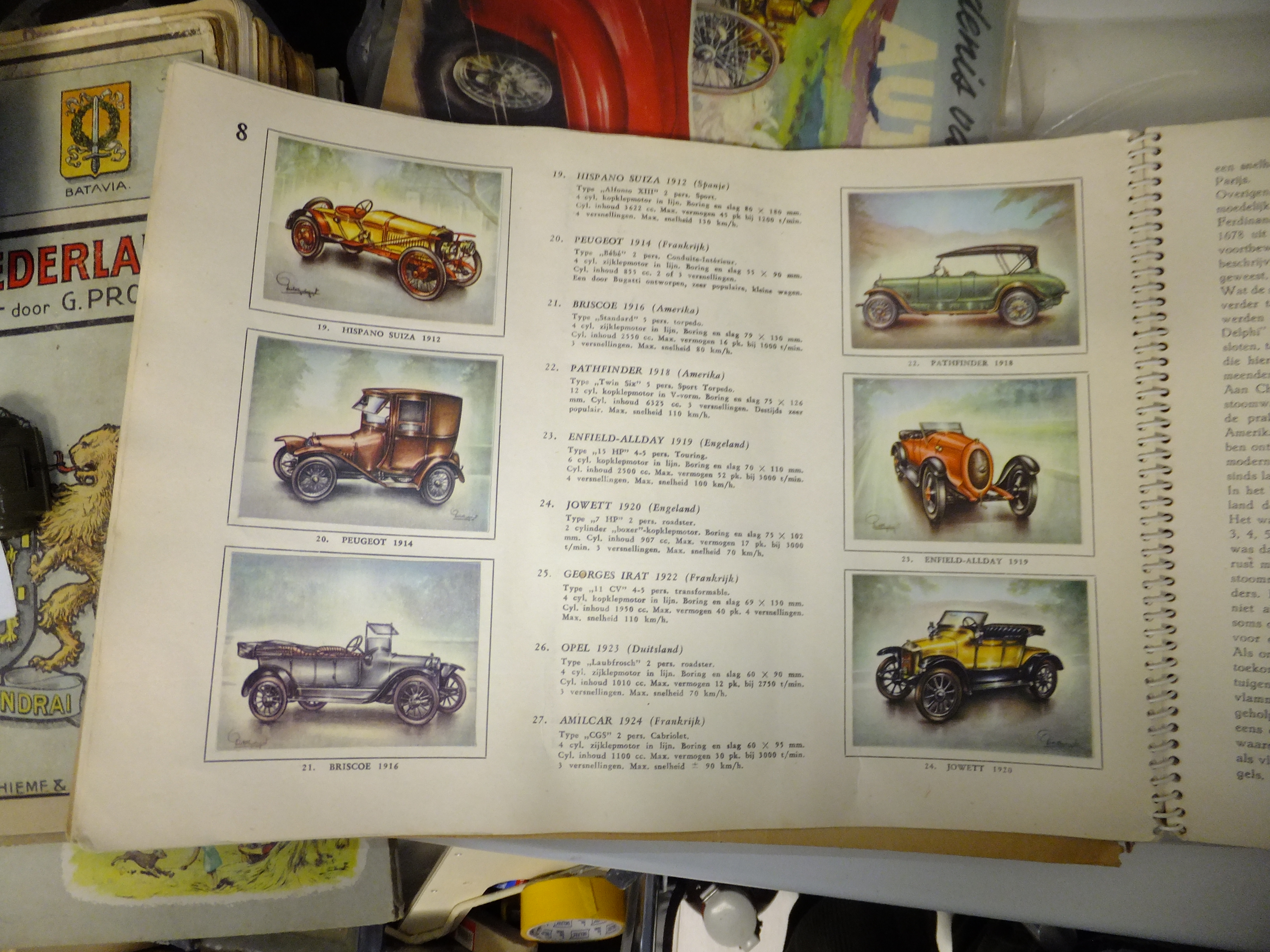 Zeldzame complete set – 4 plaatjesalbums "Geschiedenis van de Automobiel" – ca. 1940-1950