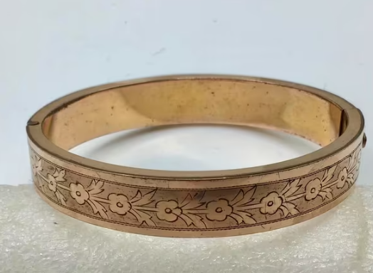 Antieke armband Art Deco armband, gegraveerd met bloemen