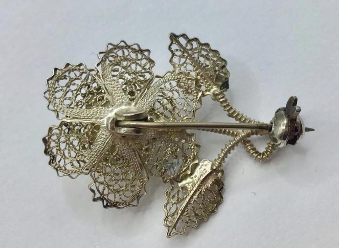 Vintage broche filigrein bloem zilver gemerkt antieke broche Vintage broche filigrein bloem zilver gemerkt antieke broche