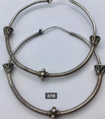 Vintage Rajasthan India oorbellen zilver handgemaakt groot