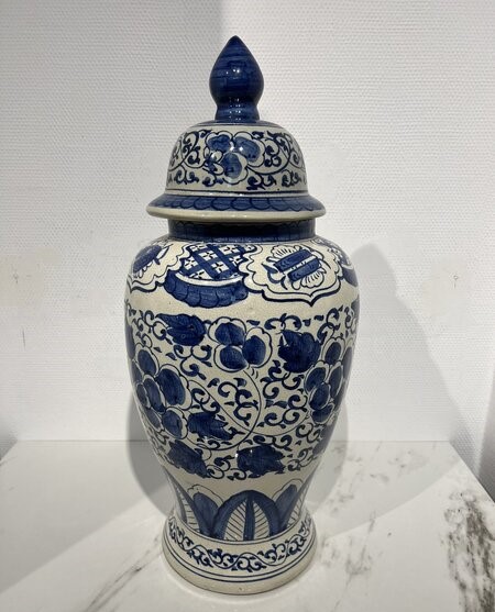 Dekselvaas, Delfts, blauw/ wit