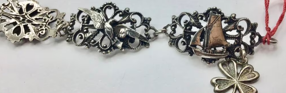 Vintage armband Normandië Frankrijk wapen schip zilver Vintage armband Normandië Frankrijk wapen schip zilver