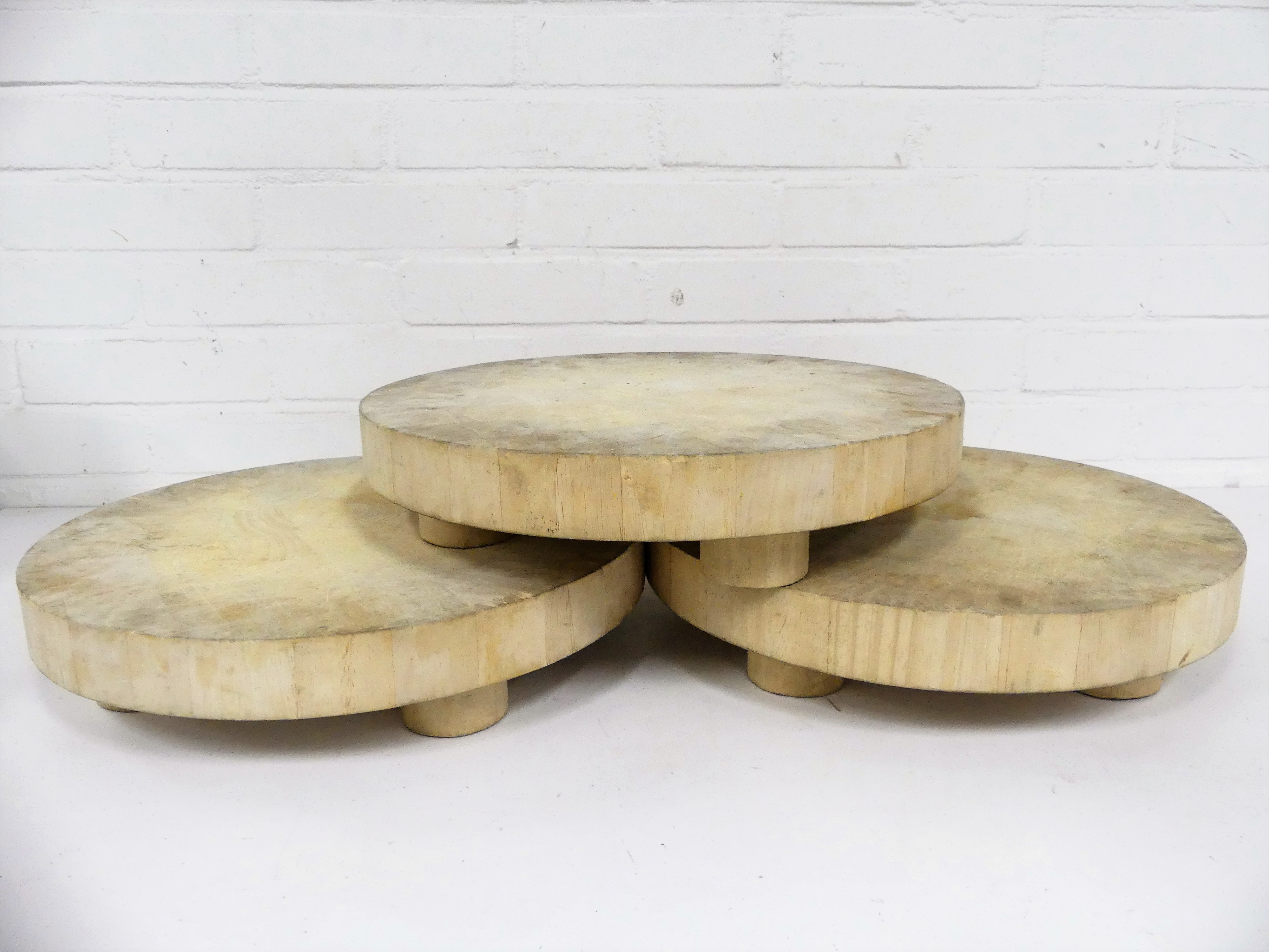 3 Houten ronde planken 35cm breed