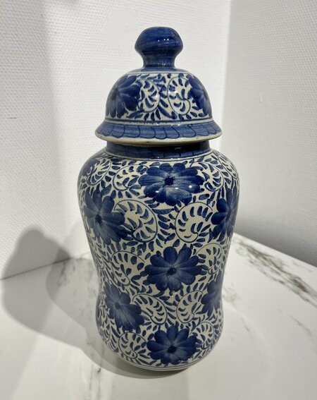 Dekselvaas, Delfts, blauw/ wit