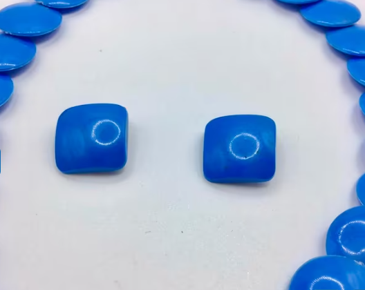 Vintage ketting met oorbellen Art Deco made in France blauw