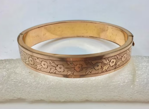 Antieke armband Art Deco armband, gegraveerd met bloemen