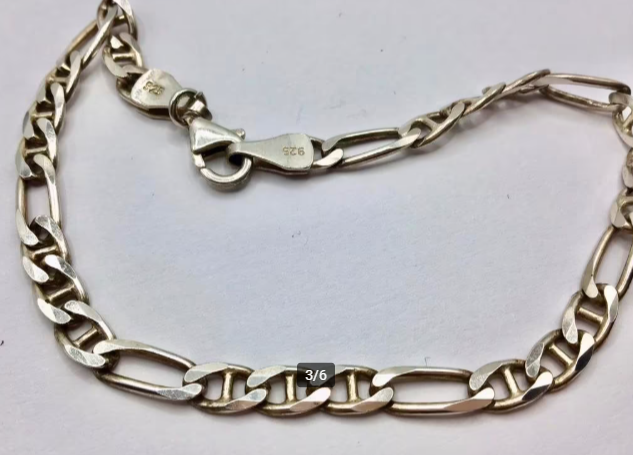 Vintage armband 925 zilver Figaro schakel armband heren