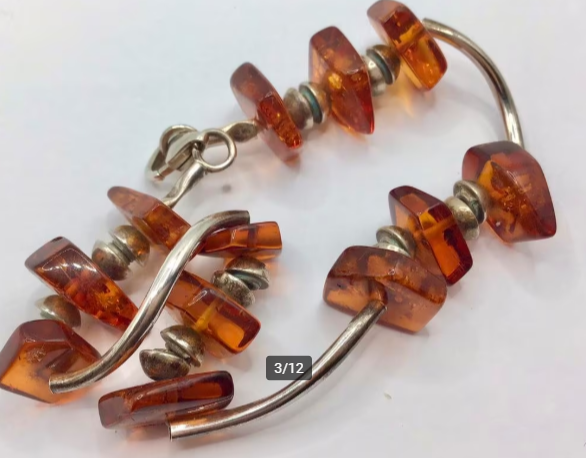 Vintage armband Barnsteen Amber zilver 925 gemerkt armband
